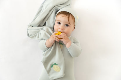 Bead Applique Footie Lemon