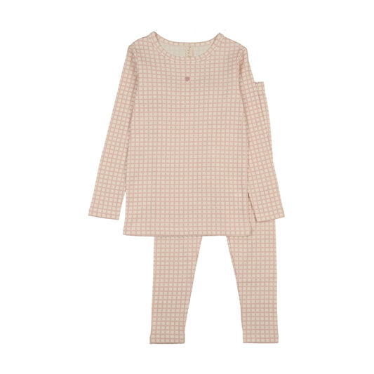 Pink Heart Checkered Dreams Long Sleeve Pajamas