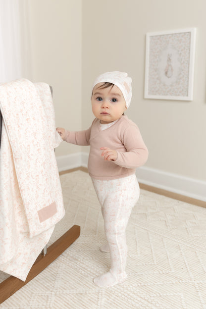 Birdcage Toile Cardigan and Footie- Muted Pink