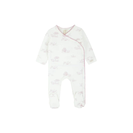 Toile pink footie