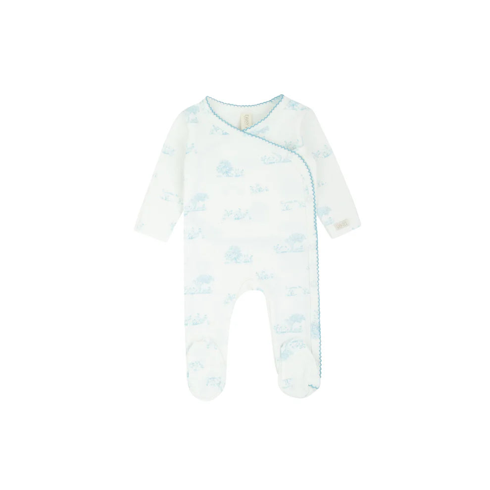 Blue Toile Footie