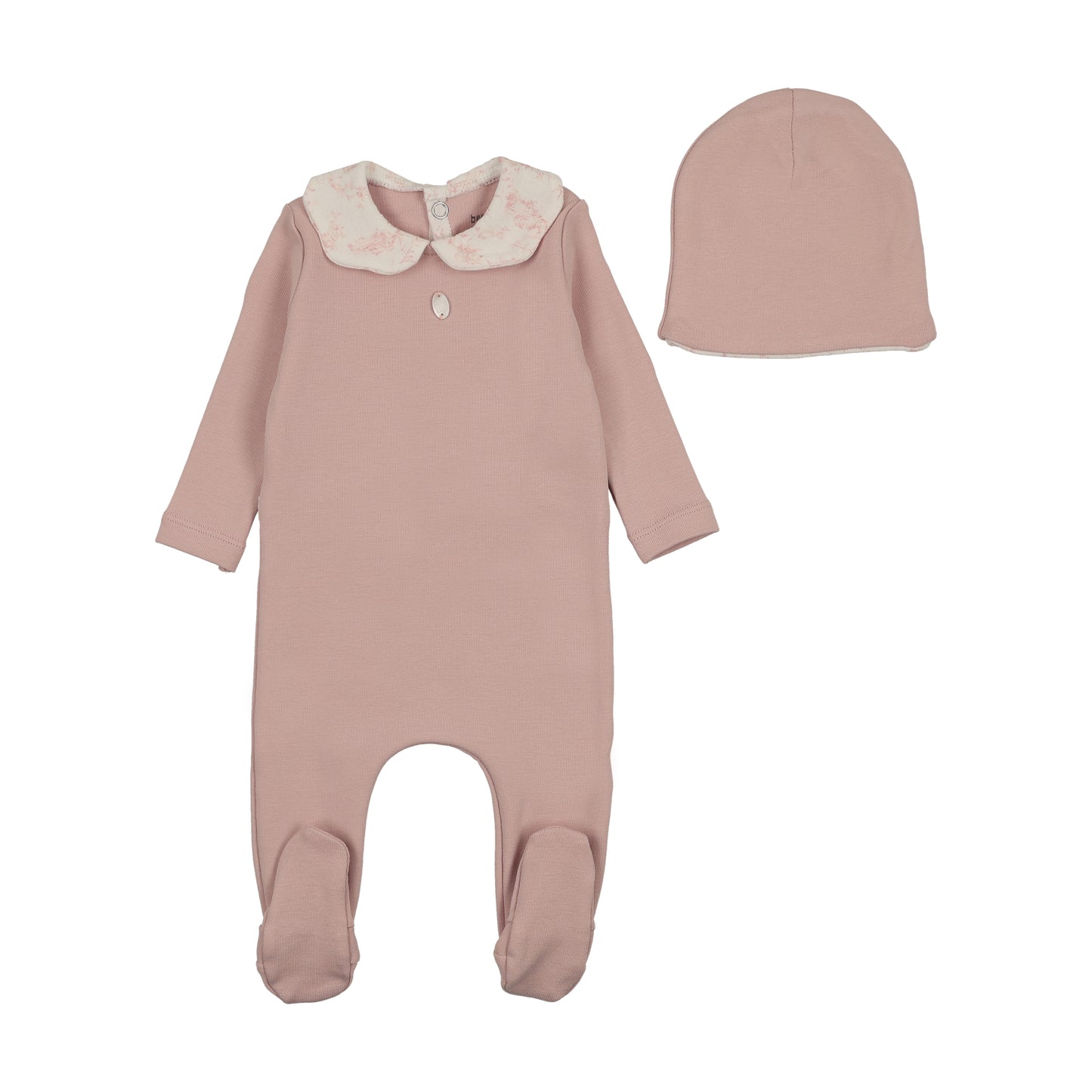 Crepe with Birdcage Collar Footie - Muted Pink