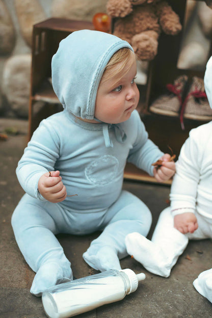 Bow Velour Set - Blue