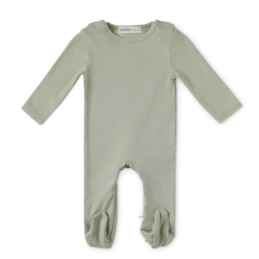 Sage Ribbed Footie
