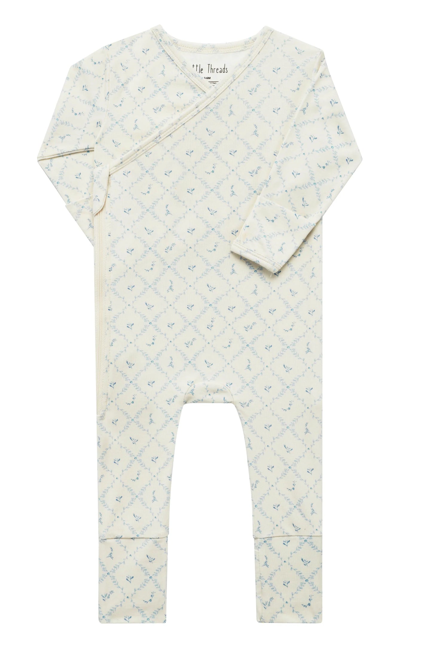 Blue Lattice Bamboo Footie