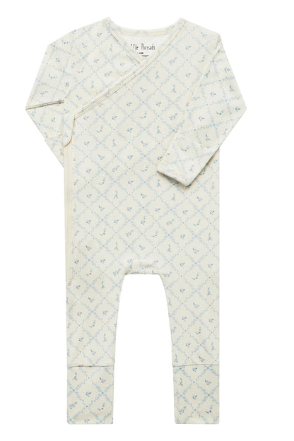 Blue Lattice Bamboo Footie