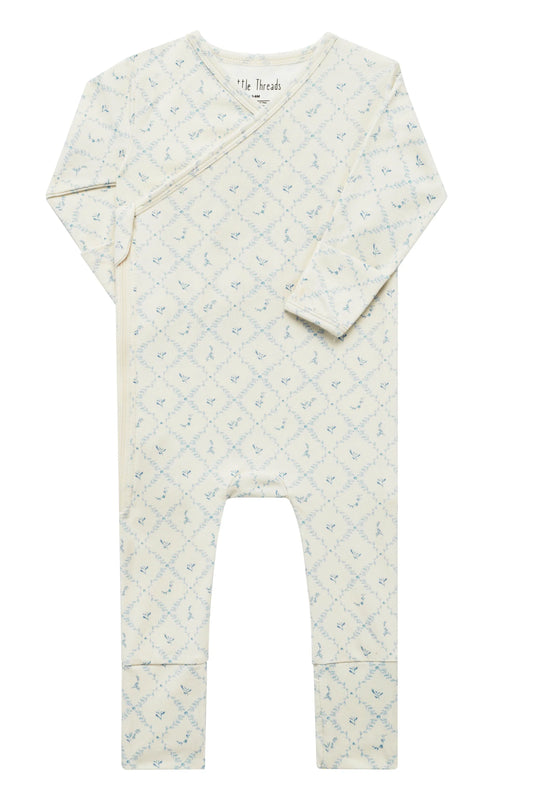 Blue Lattice Bamboo Footie