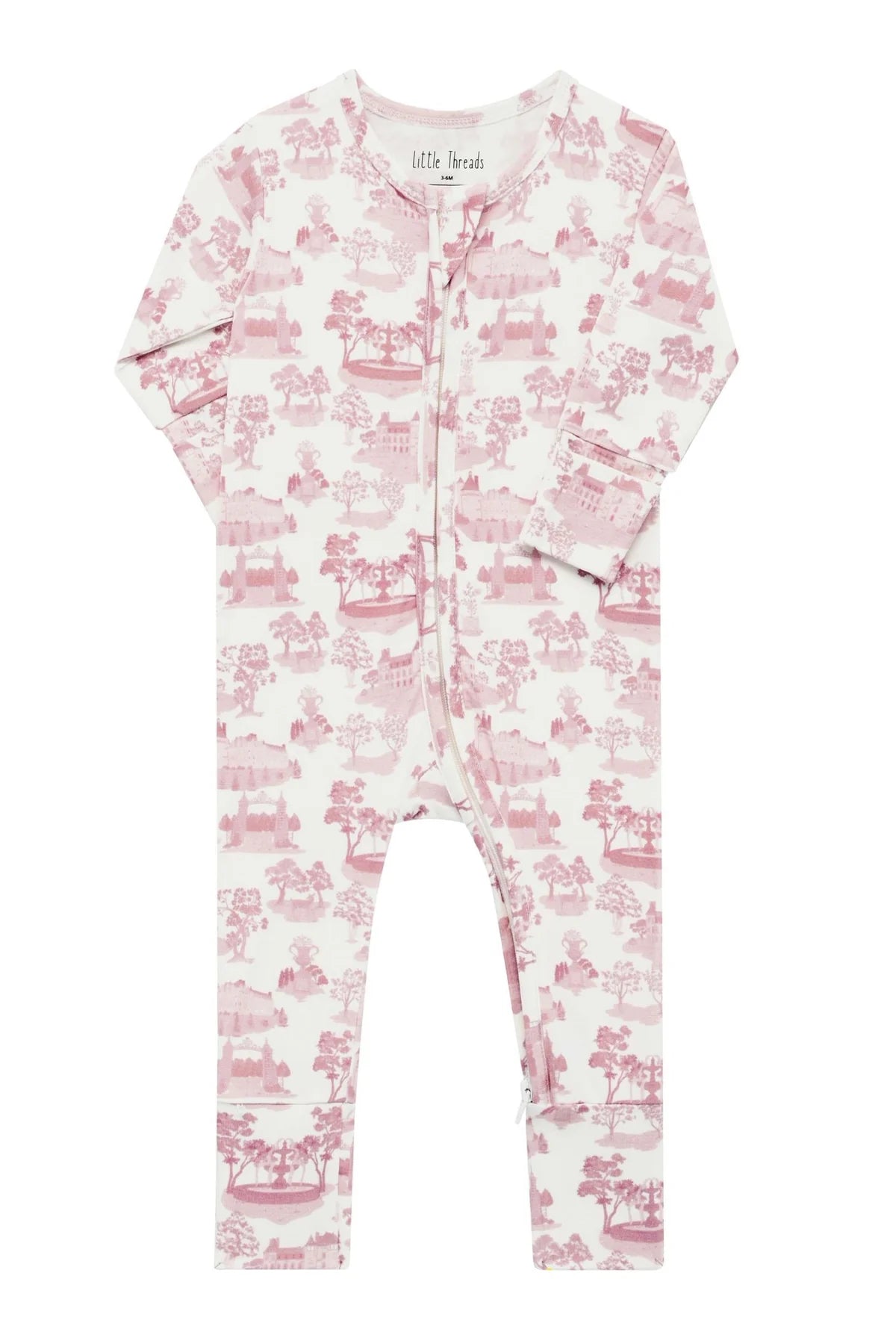 Mauve Toile De Jouy Bamboo Footie