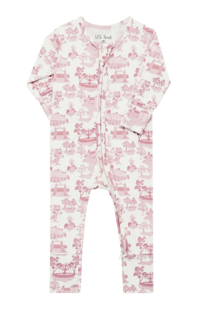 Mauve Toile De Jouy Bamboo Footie