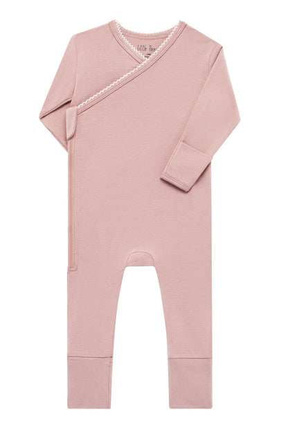 Mauve Scalloped Bamboo Footie