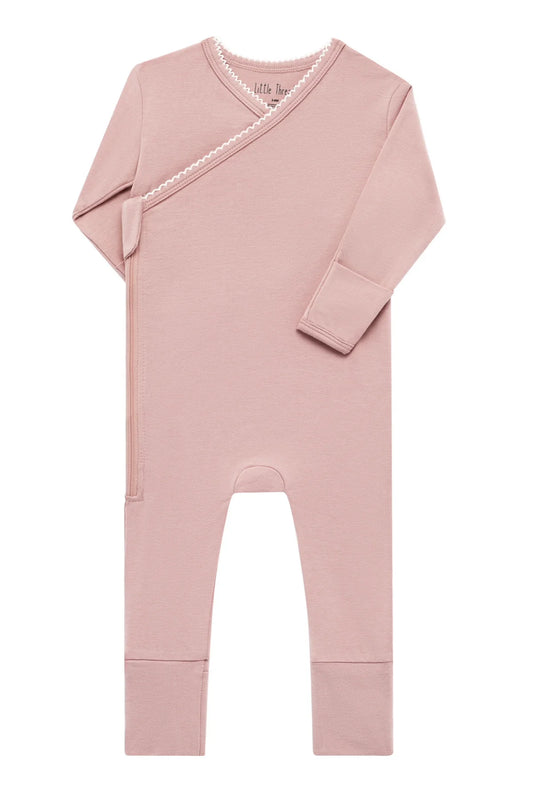 Mauve Scalloped Bamboo Footie