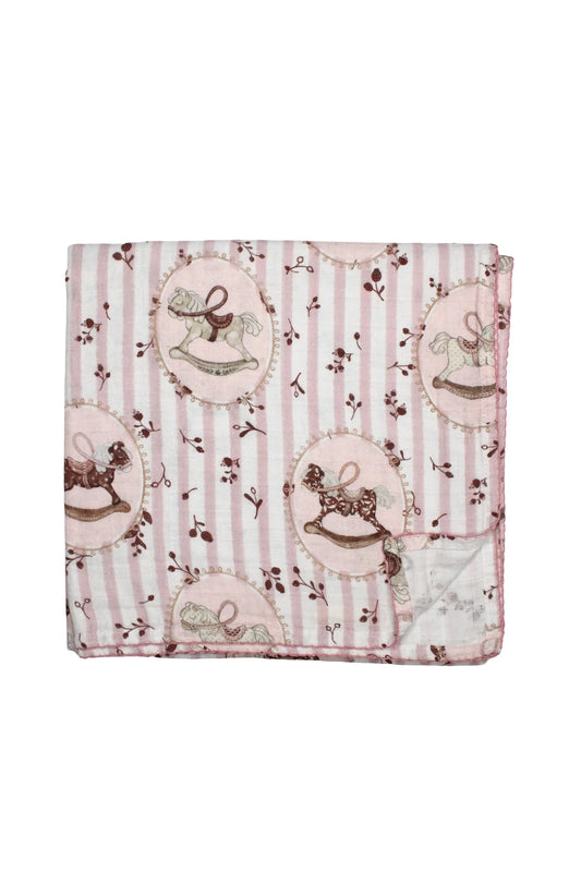 Rose Rocking Horse Muslin Swaddle