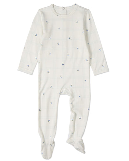 Berry Sweet Plaid Footie- Blue