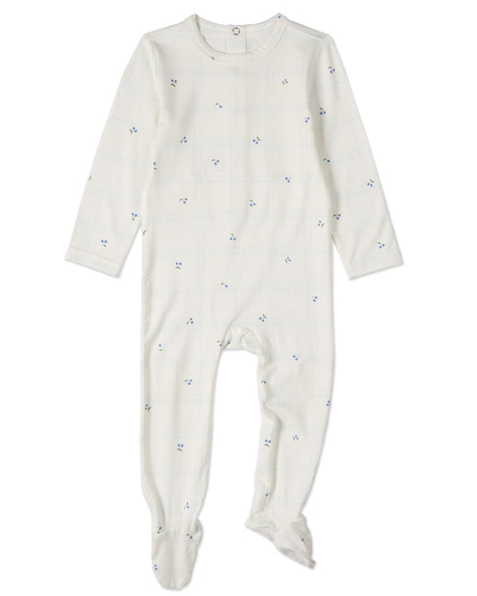Berry Sweet Plaid Footie- Blue
