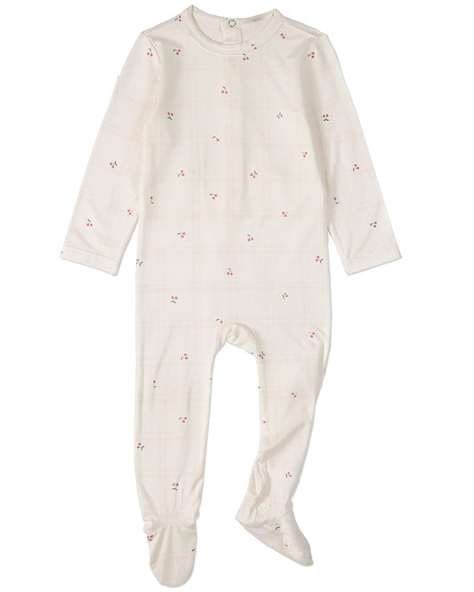 Berry Sweet Plaid Footie- Pink