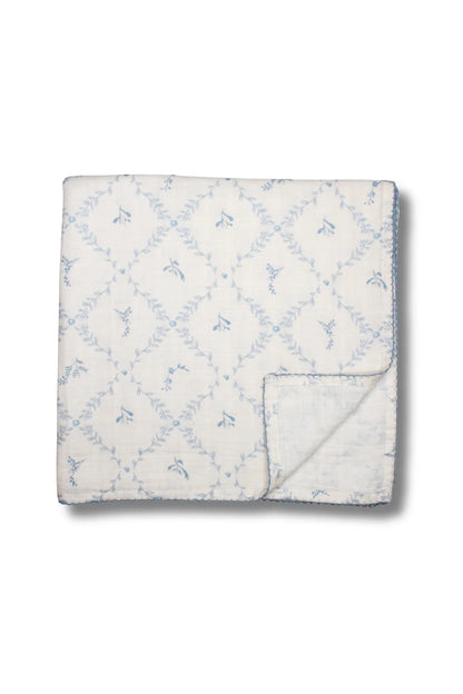 Blue Lattice Muslin Blanket