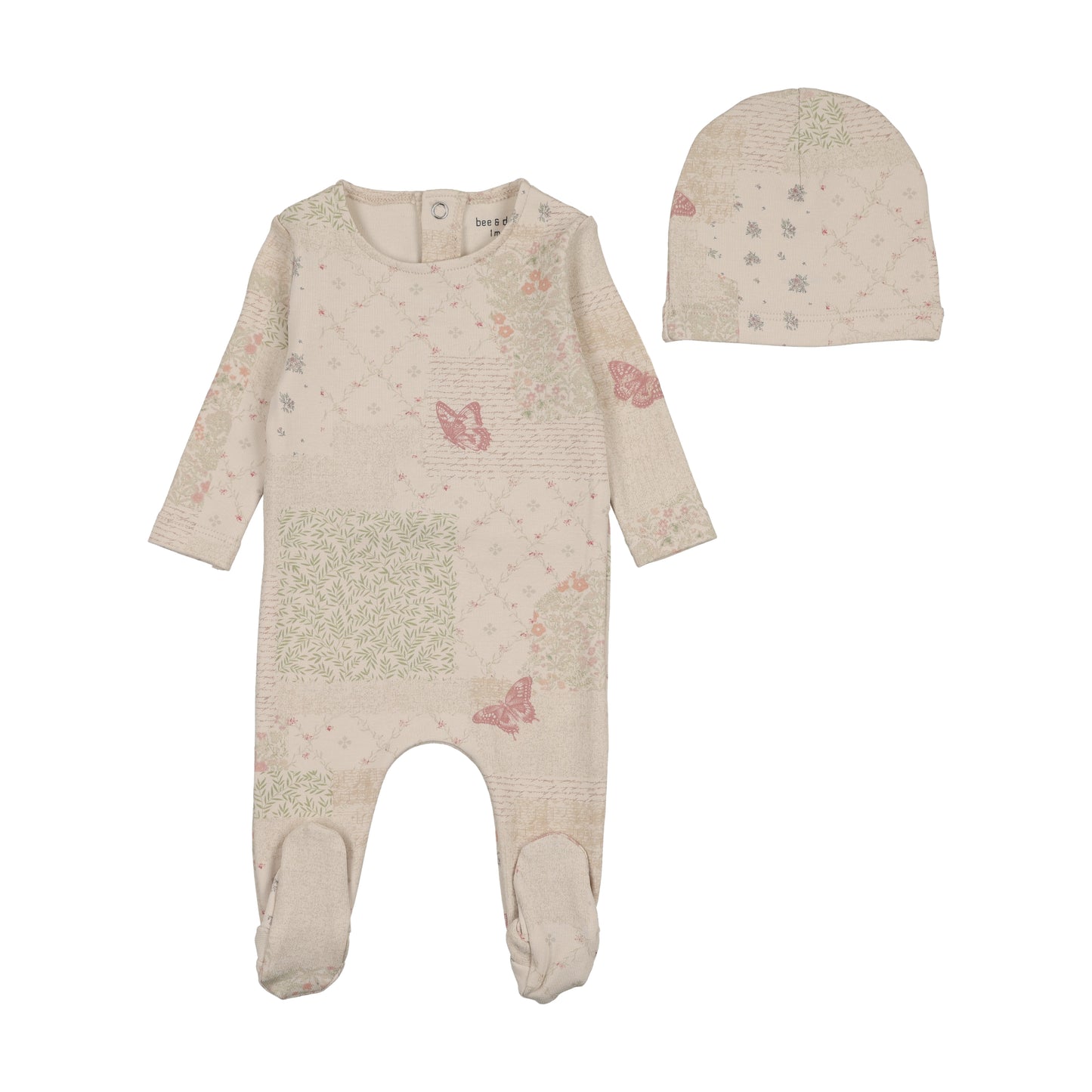 Organic Paper Print Footie- Girl