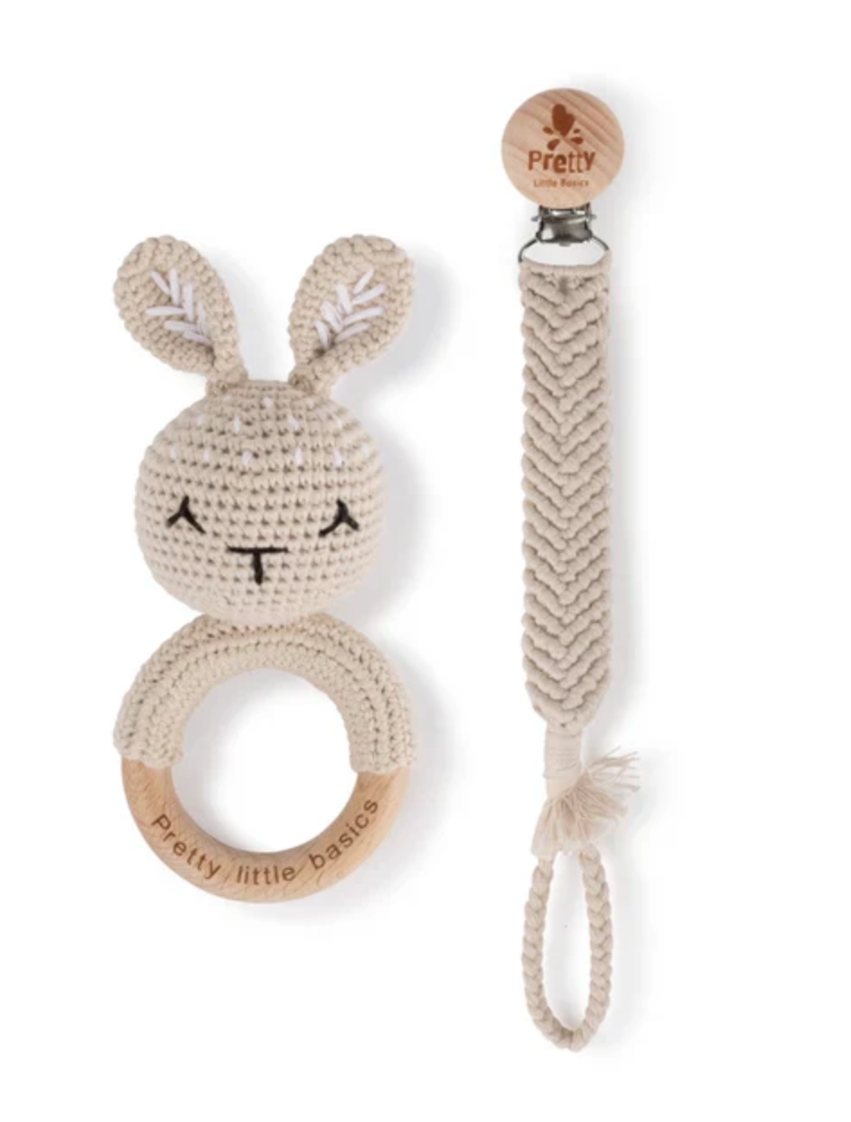 Crochet Rattle and Paci Set