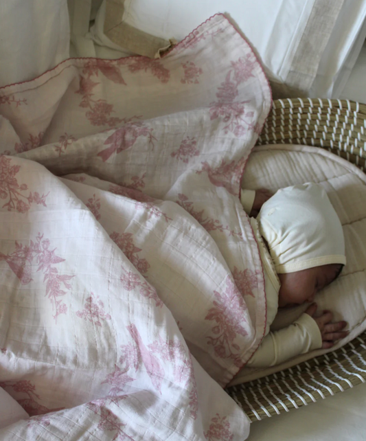 Little Pink Bird Muslin Blanket