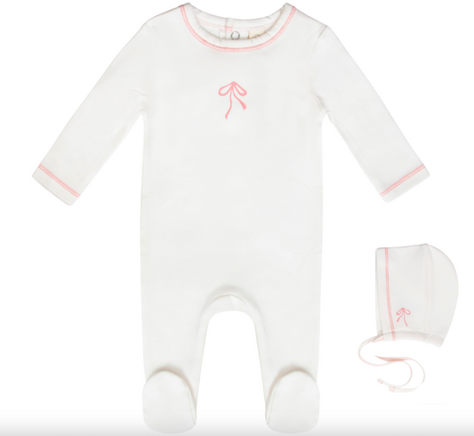 Soft Mauve Bow Petal and Leaf Footie