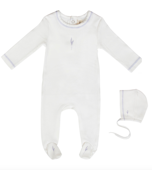 Blue Wildflower Petal and Leaf Footie