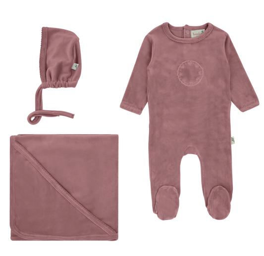 Bow Velour Set- Blush