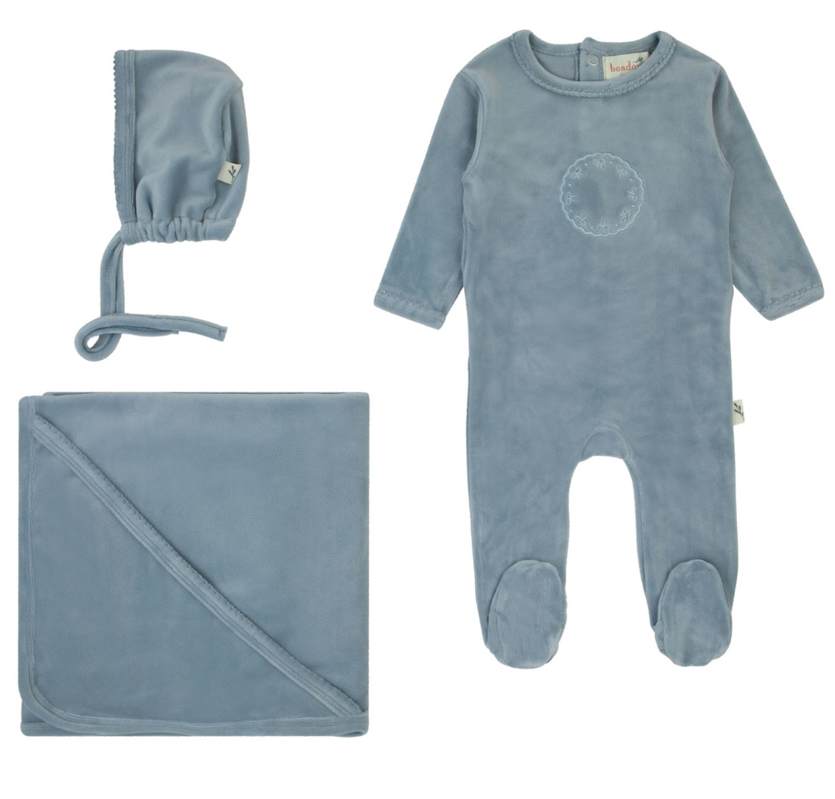 Bow Velour Set- Blue