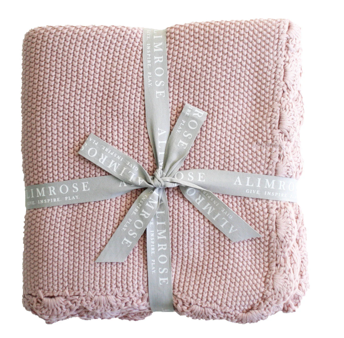Mini Moss Stitch Baby Blanket Petal Pink