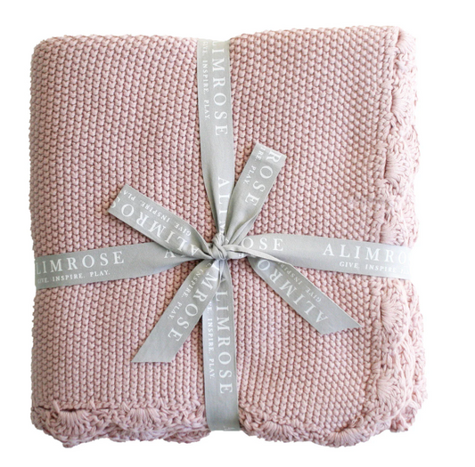 Mini Moss Stitch Baby Blanket Petal Pink