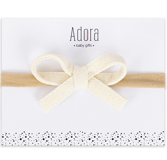 Mini Waffle Bow Headband - Ivory