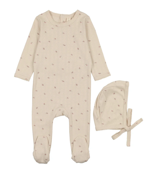 Printed Pointelle Layette Set Rosebud