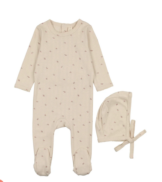 Printed Pointelle Footie- Rose Bud