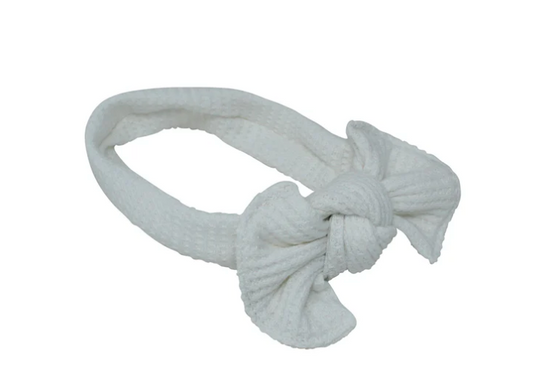 Winter White Knit Bow Baby Band