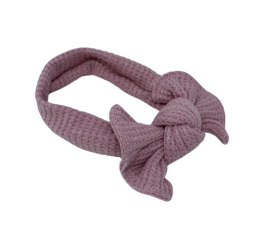 Mauve Knit Bow Baby Band
