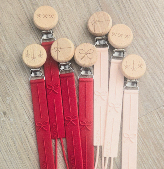 Pink Triple Bows Silicone Paci Clip