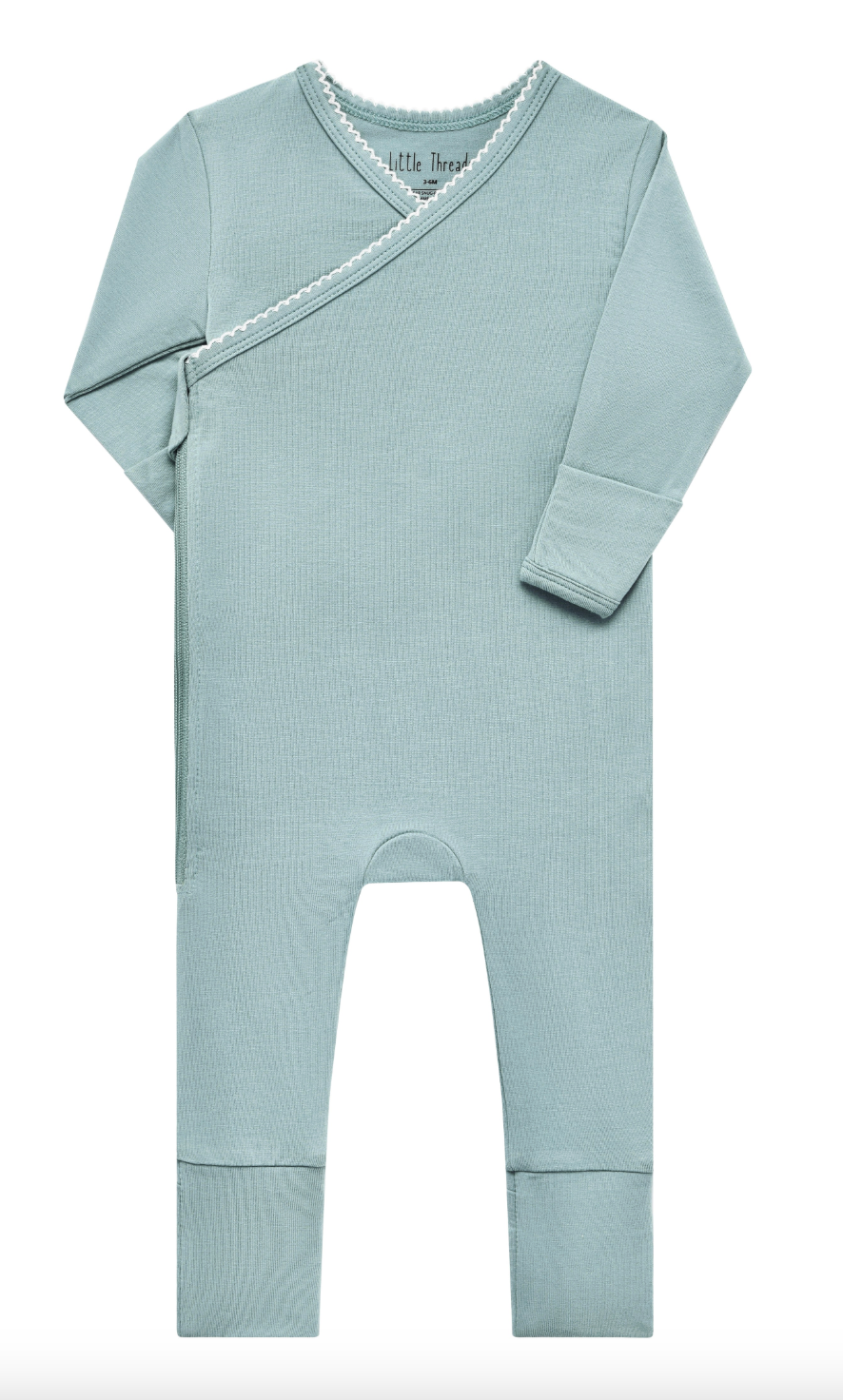 Slate Blue Scalloped Bamboo Footie