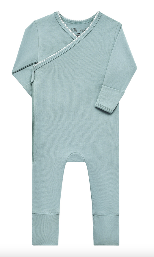 Slate Blue Scalloped Bamboo Footie