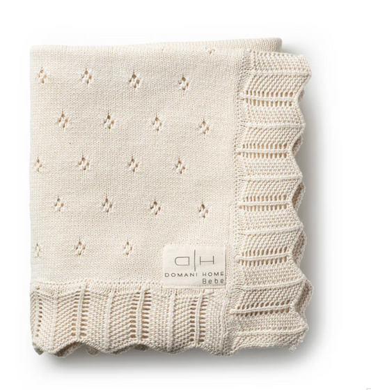 Scalloped Pointelle Blanket Natural