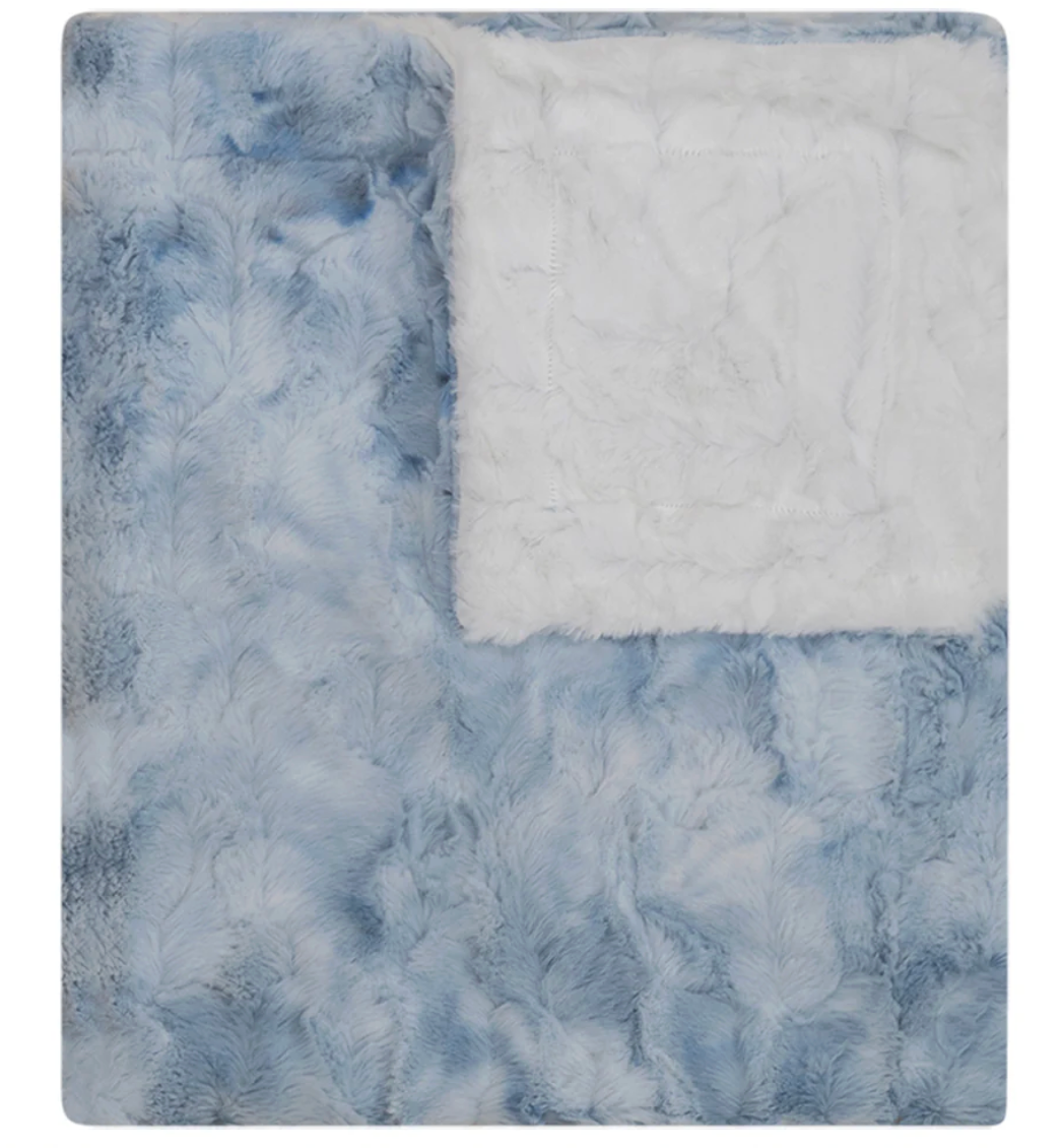 Fuzzy Blanket- Blue/ White
