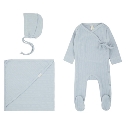 Pointelle Layette Set- Blue