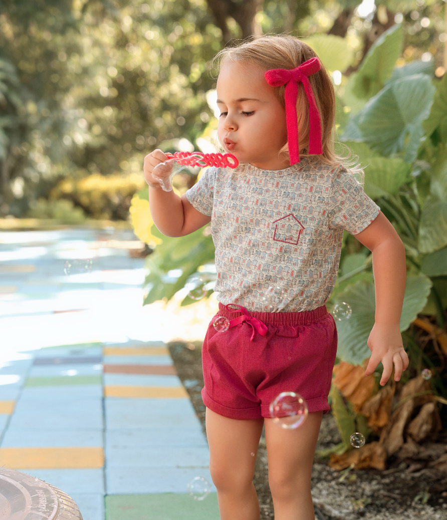 Hot Pink House Print Short Set