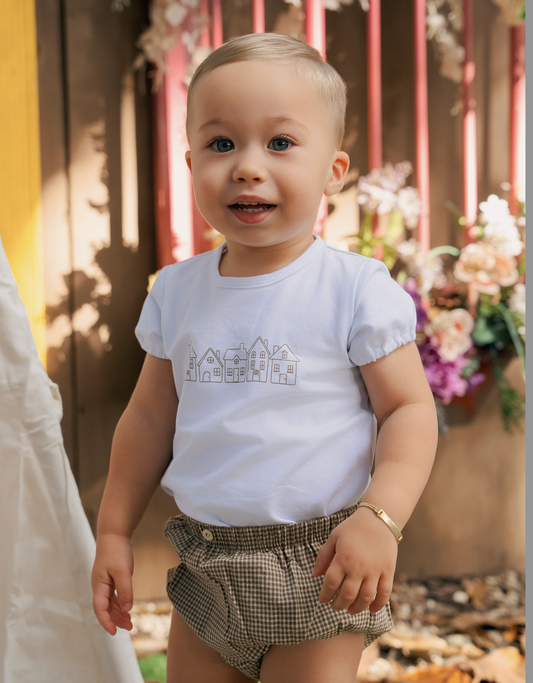 Kaki Green Gingham Shorts Set