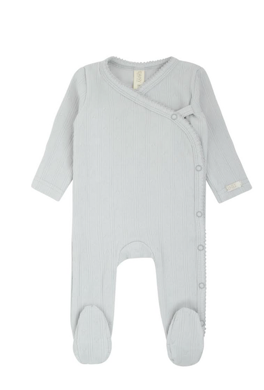 Pointelle Cotton Footie Blue