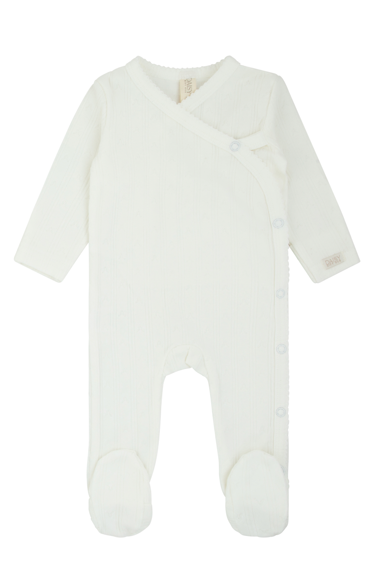 Pointelle Cotton Footie White