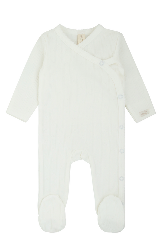 Pointelle Cotton Footie White