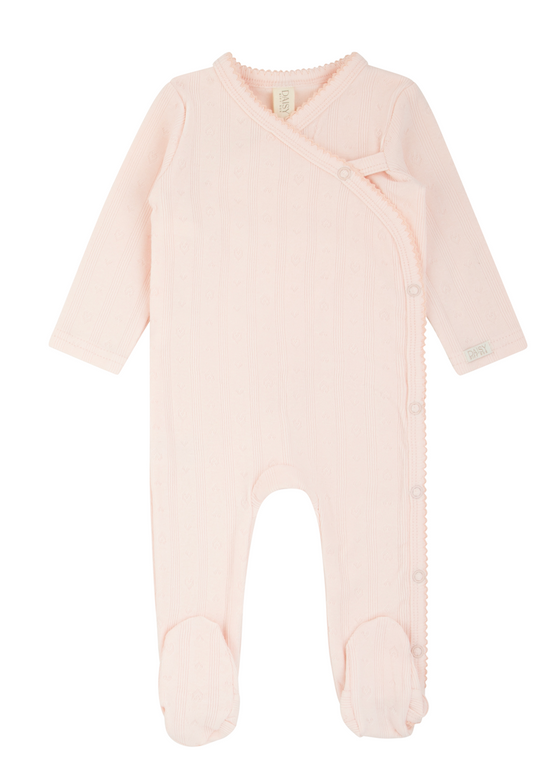 Pointelle Cotton Footie Pink