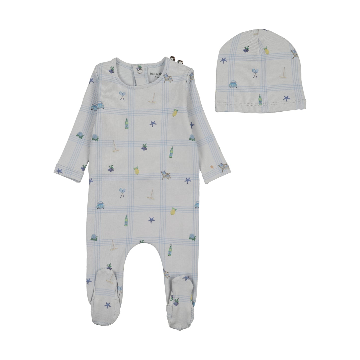 Summer Plaid Footie Crisp Blue