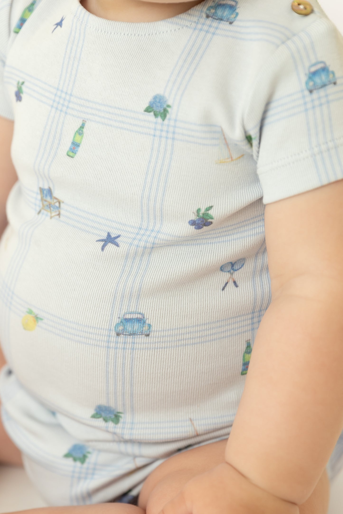 Summer Plaid Short Set Crisp Blue