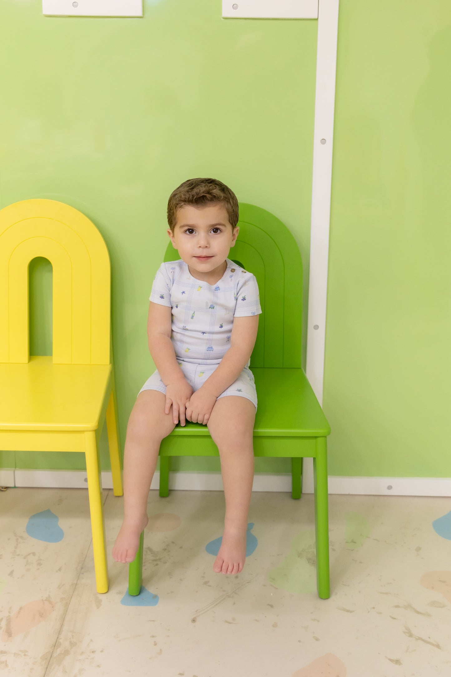 Summer Plaid Short Set Crisp Blue