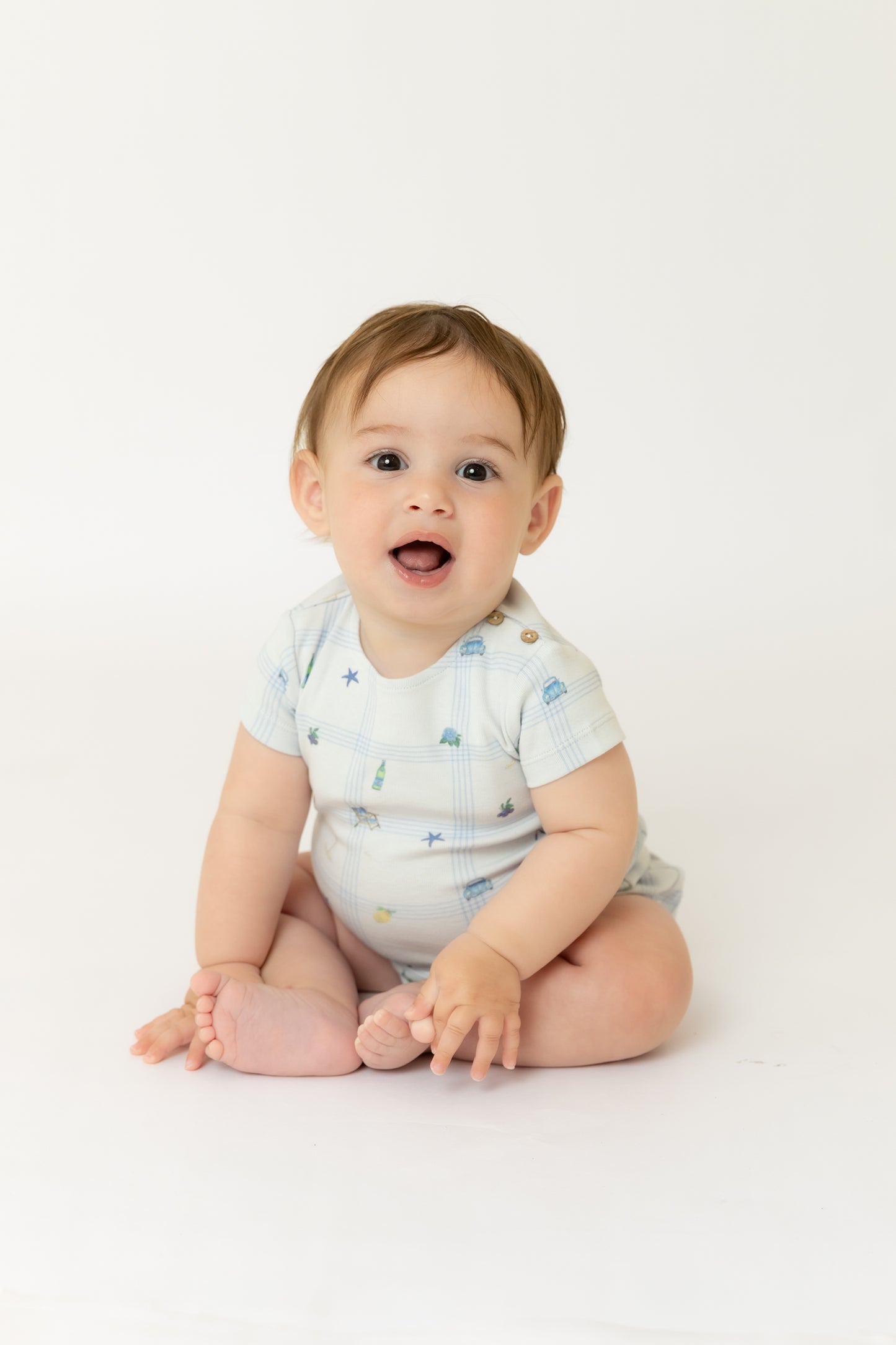 Summer Plaid Short Set Crisp Blue